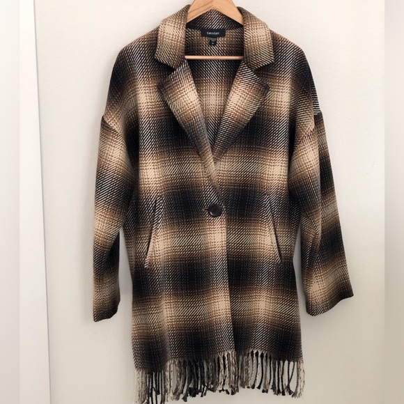 Karen Kane Plaid Fringe Jacket Size M - Picture 3 of 6